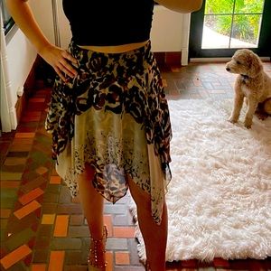 Leopard Bebe flowing skirt